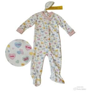 NWT Lullaby Set NB Pink Convo Hearts Footie